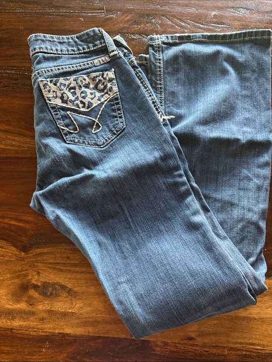 Cruel Girl Denim - Cruel Girl Hannah 27/3L Blue Boot Cut Jeans with Leopard Embroidered Pocket